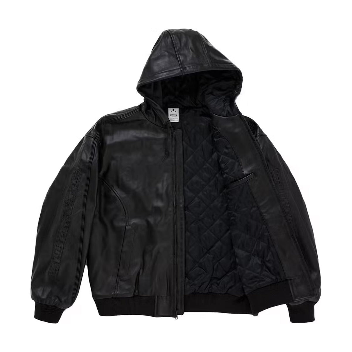 Supreme x Jordan Hooded Leather Jacket – Black (SS26)