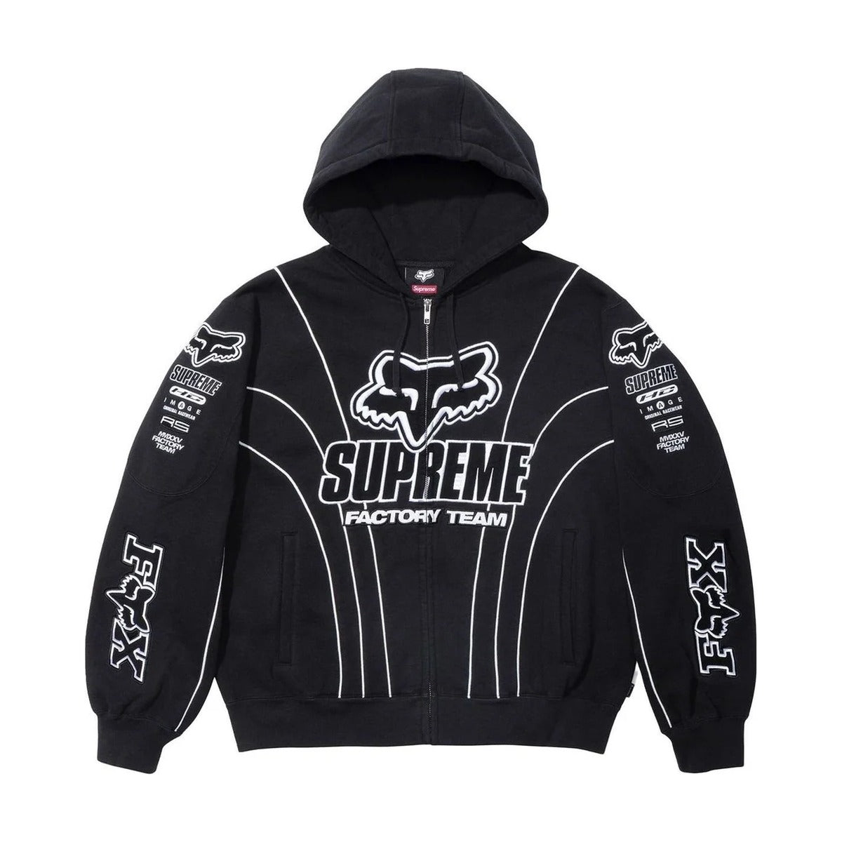 Sweat à capuche zippé Supreme x Fox Racing Factory Team – Noir (AH25)