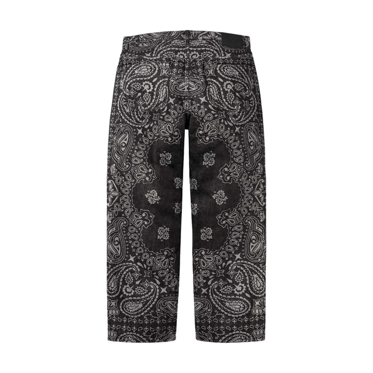 Jean baggy noir en jacquard bandana (PE25)