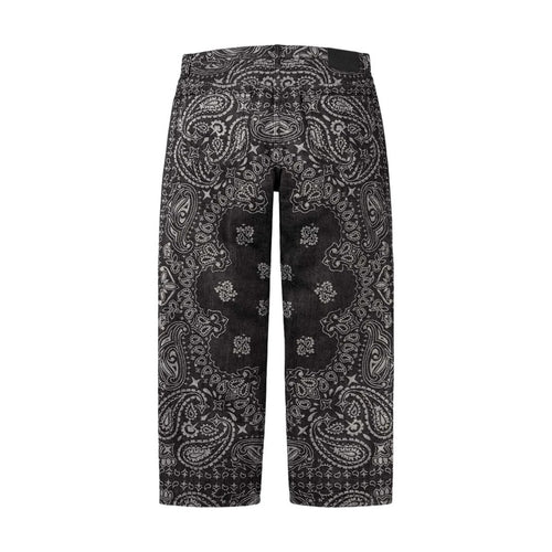 Jean baggy noir en jacquard bandana (PE25)