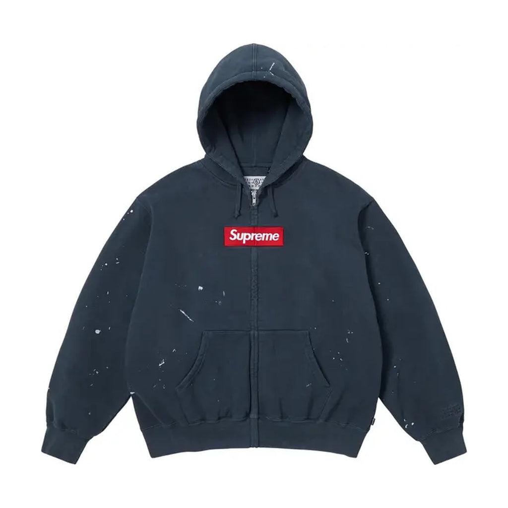 Supreme x MM6 Maison Margiela Box Logo Zip Up Hooded Sweatshirt – Navy (SS26)