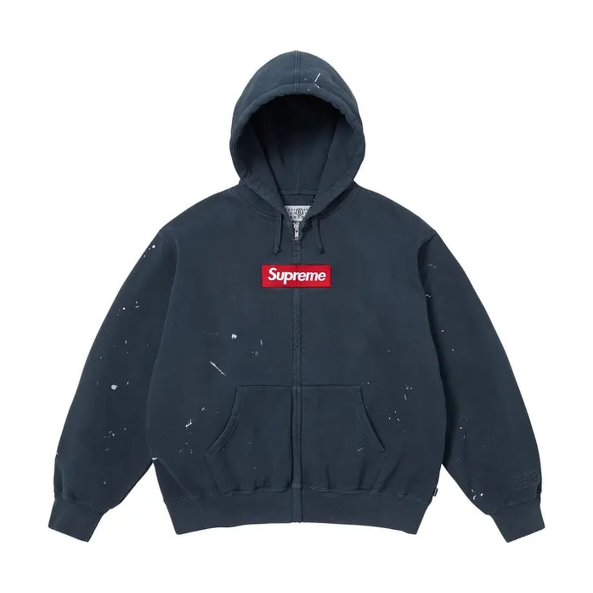 Supreme x MM6 Maison Margiela Box Logo Zip Up Hooded Sweatshirt – Navy (SS26)