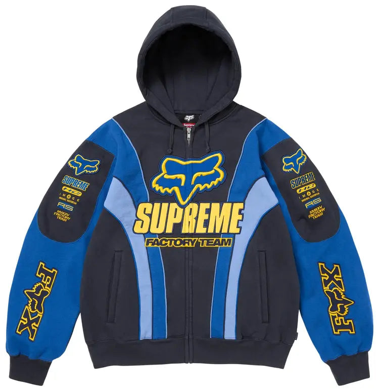 Supreme x Fox Racing Factory Team Zip Hoodie Blue