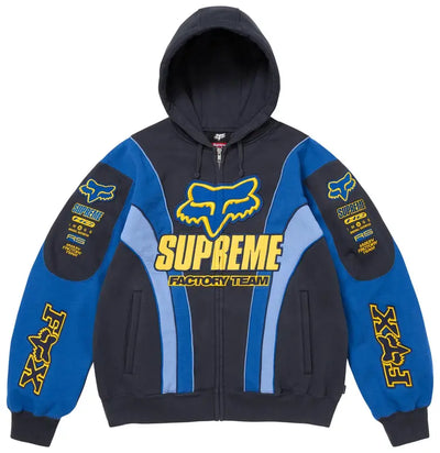 Supreme x Fox Racing Factory Team Zip Hoodie Blue