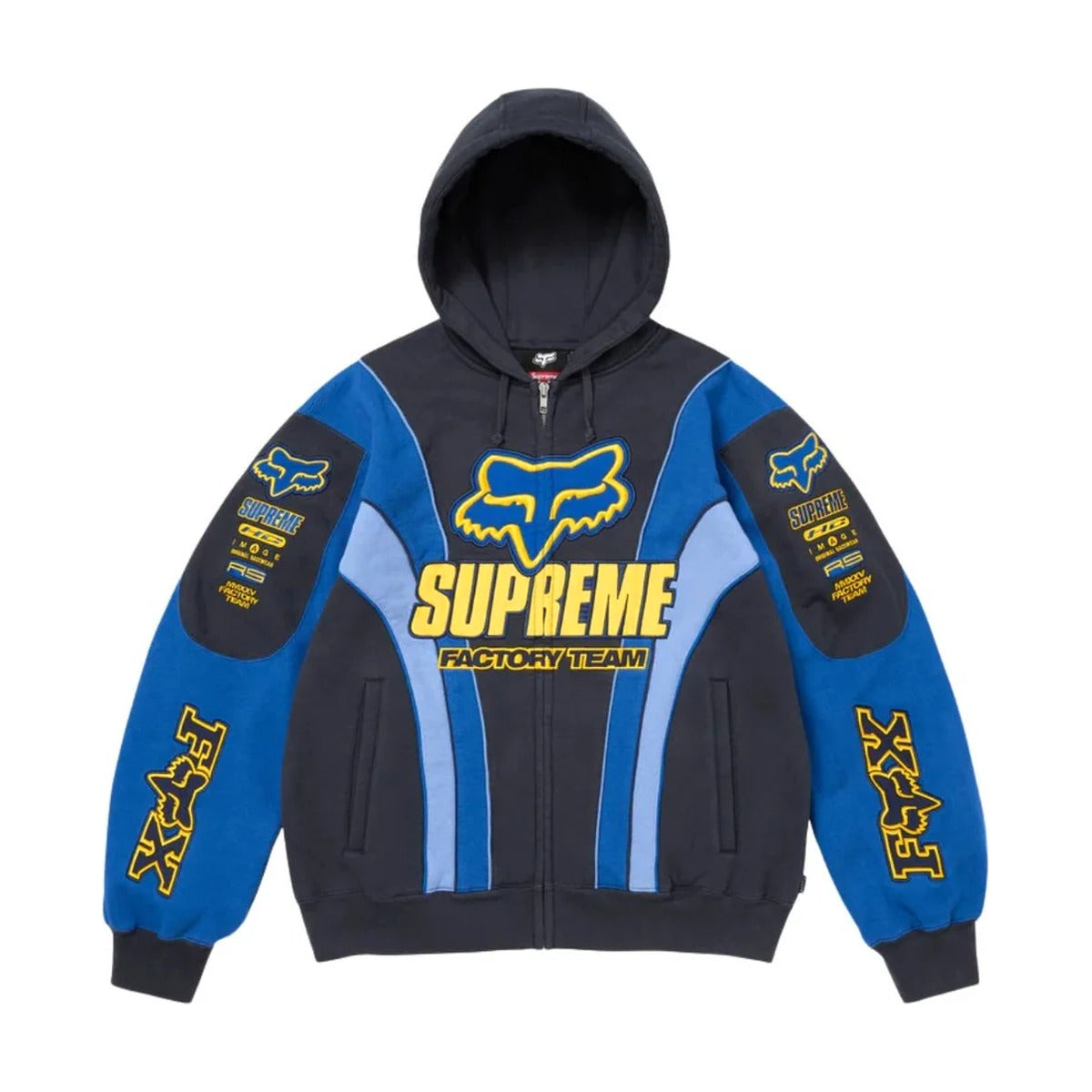 Sweat à capuche zippé Supreme x Fox Racing Factory Team – Bleu (AH25)