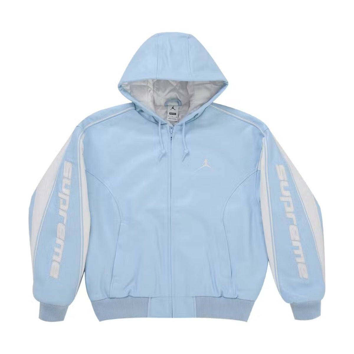 Veste en cuir à capuche Supreme x Jordan – Bleu céleste (PE26)