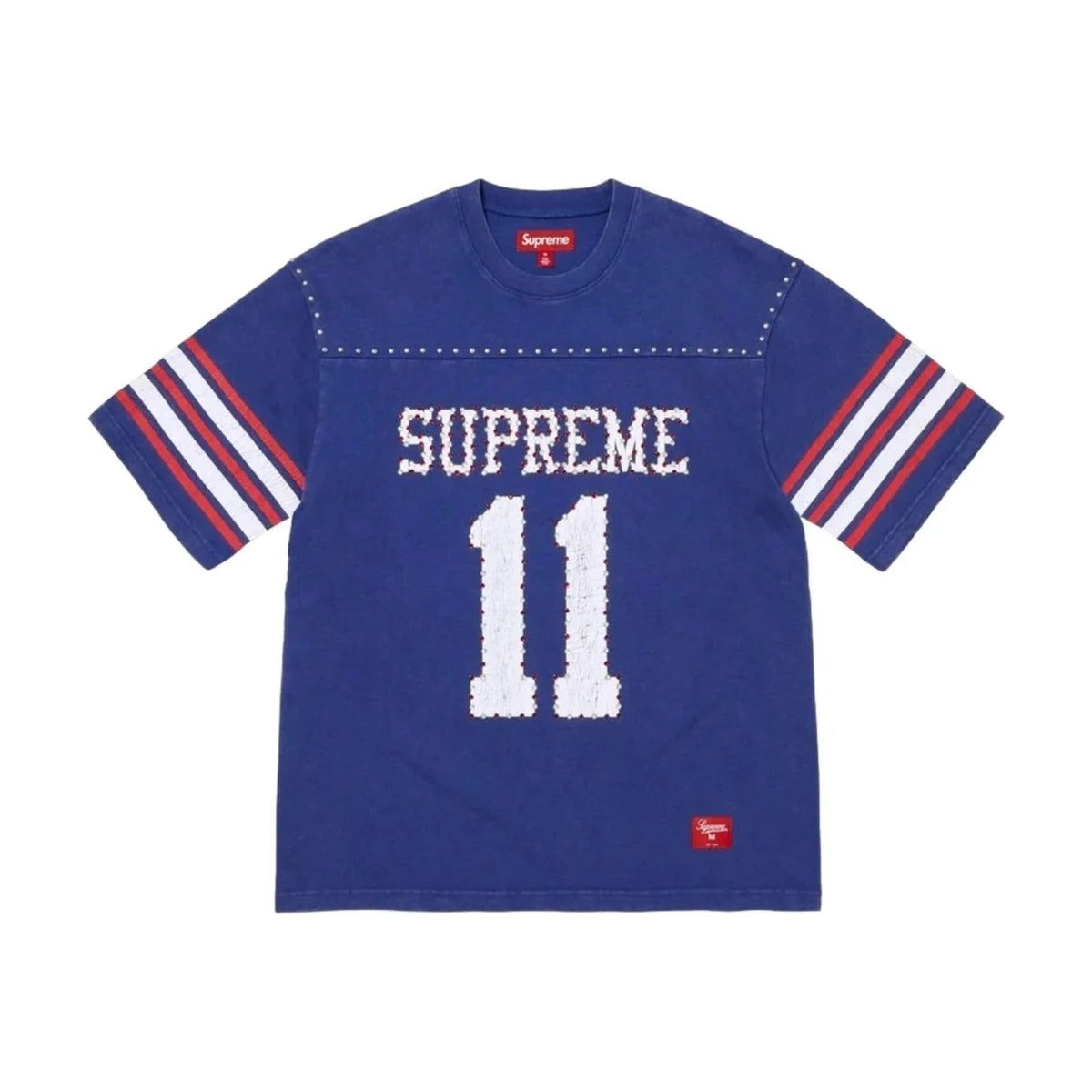 Top de football Supreme clouté à manches courtes – Bleu (PE26)