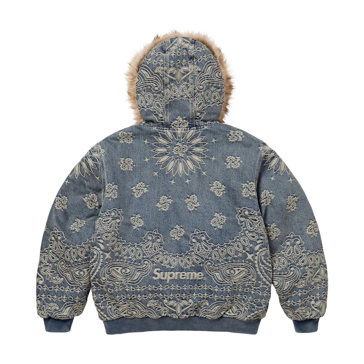 Veste de travail à capuche en denim jacquard bandana (PE25)