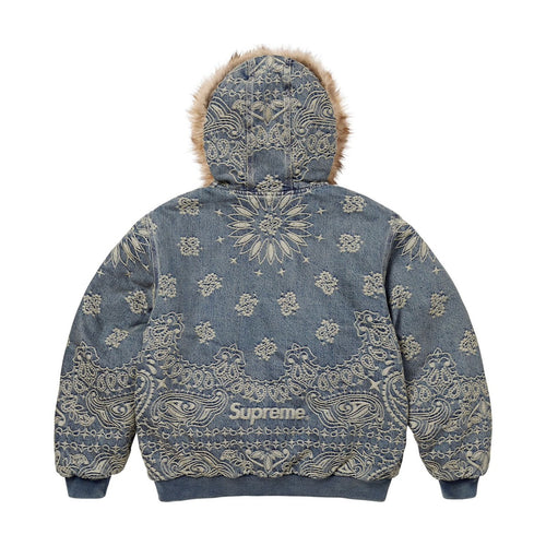 Veste de travail à capuche en denim jacquard bandana (PE25)