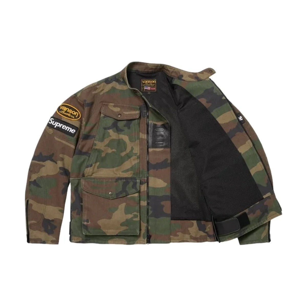 Veste Supreme x Vanson Leathers Cordura – Camo Woodland (PE26)