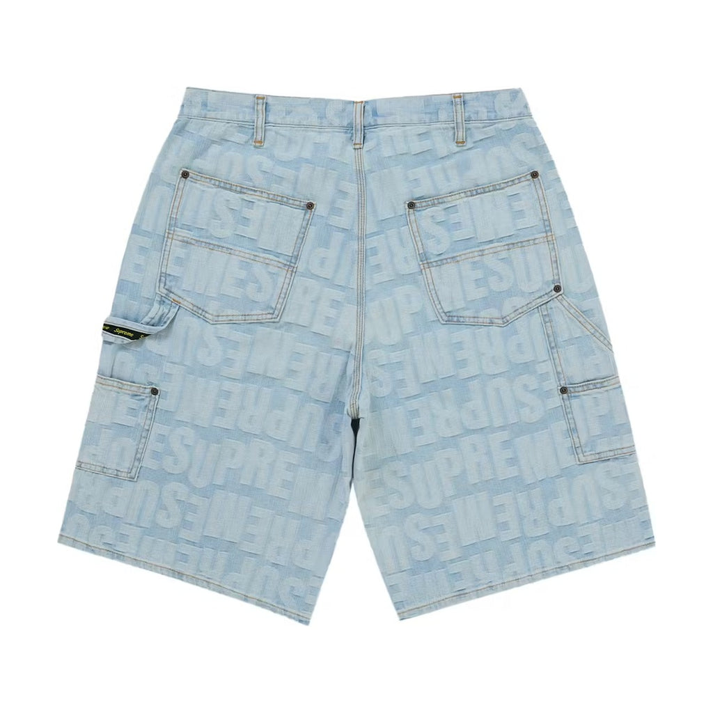 Supreme Repeat Jacquard Double Knee Short – Light Washed Indigo (SS26)