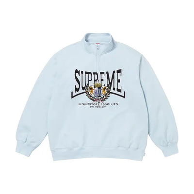 Pull demi-zip avec écusson Supreme Crest – Bleu clair (AH25)