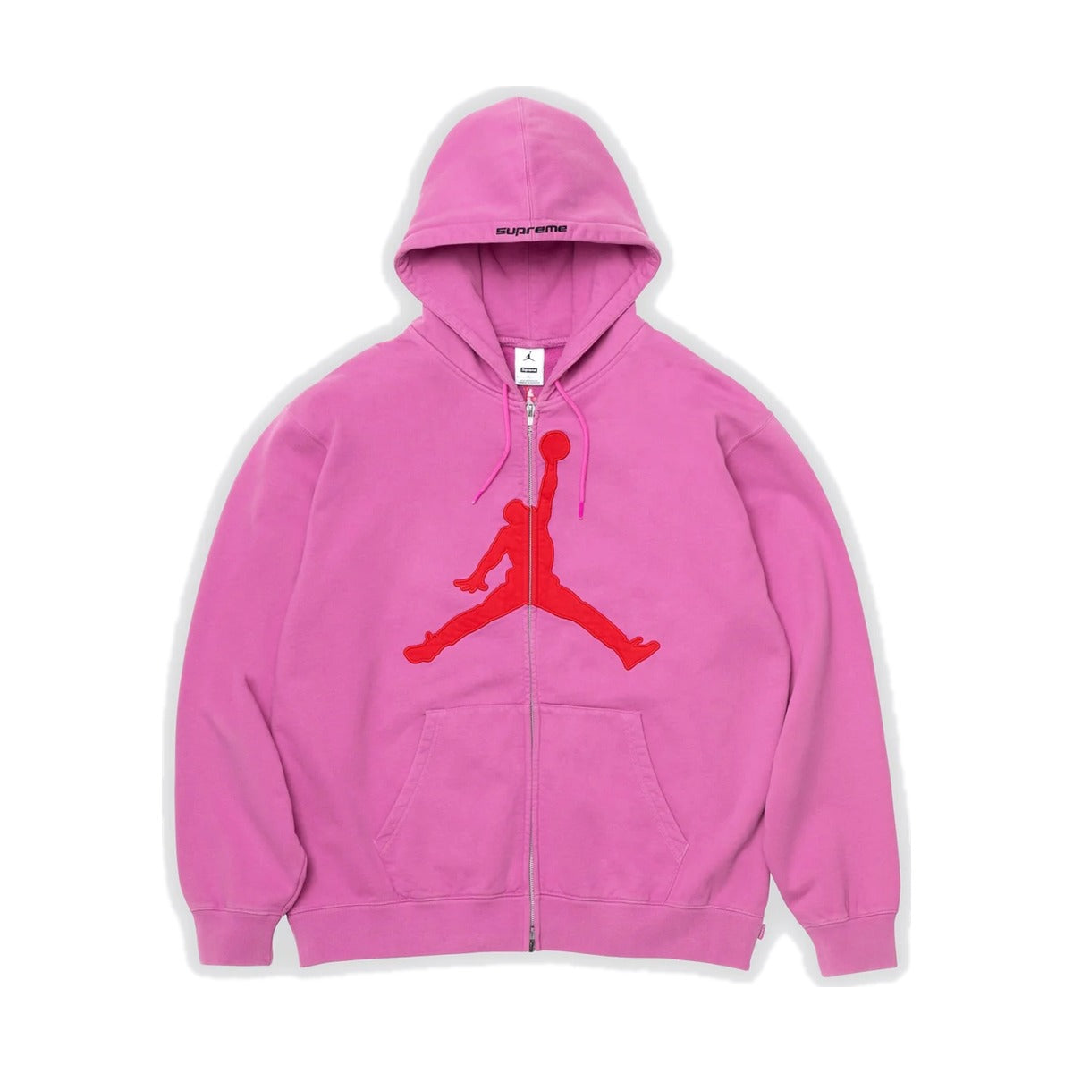 Sweat à capuche zippé Supreme x Jordan – Rose vif/Rouge universitaire (PE26)