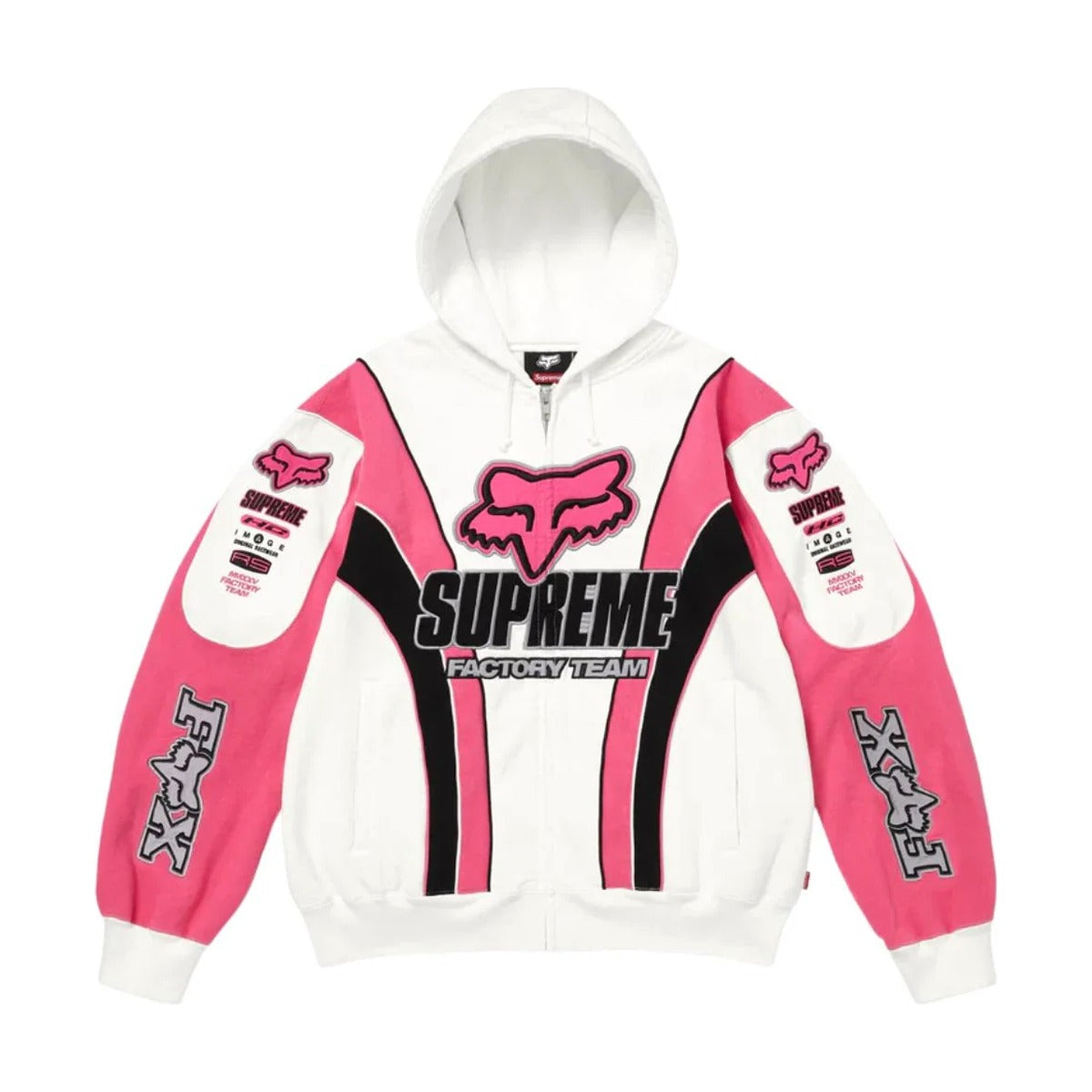 Sweat à capuche zippé Supreme x Fox Racing Factory Team – Blanc (AH25)