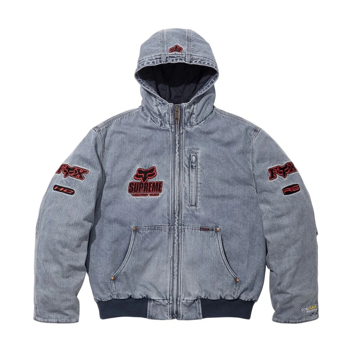 Veste de travail à capuche Supreme x Fox Racing – Denim (AH25)