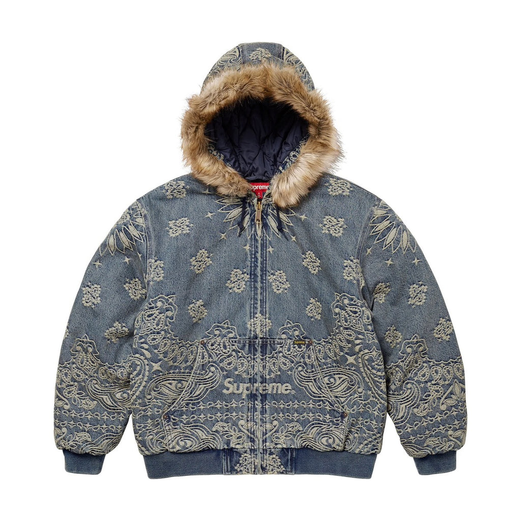 Veste de travail à capuche en denim jacquard bandana (PE25)