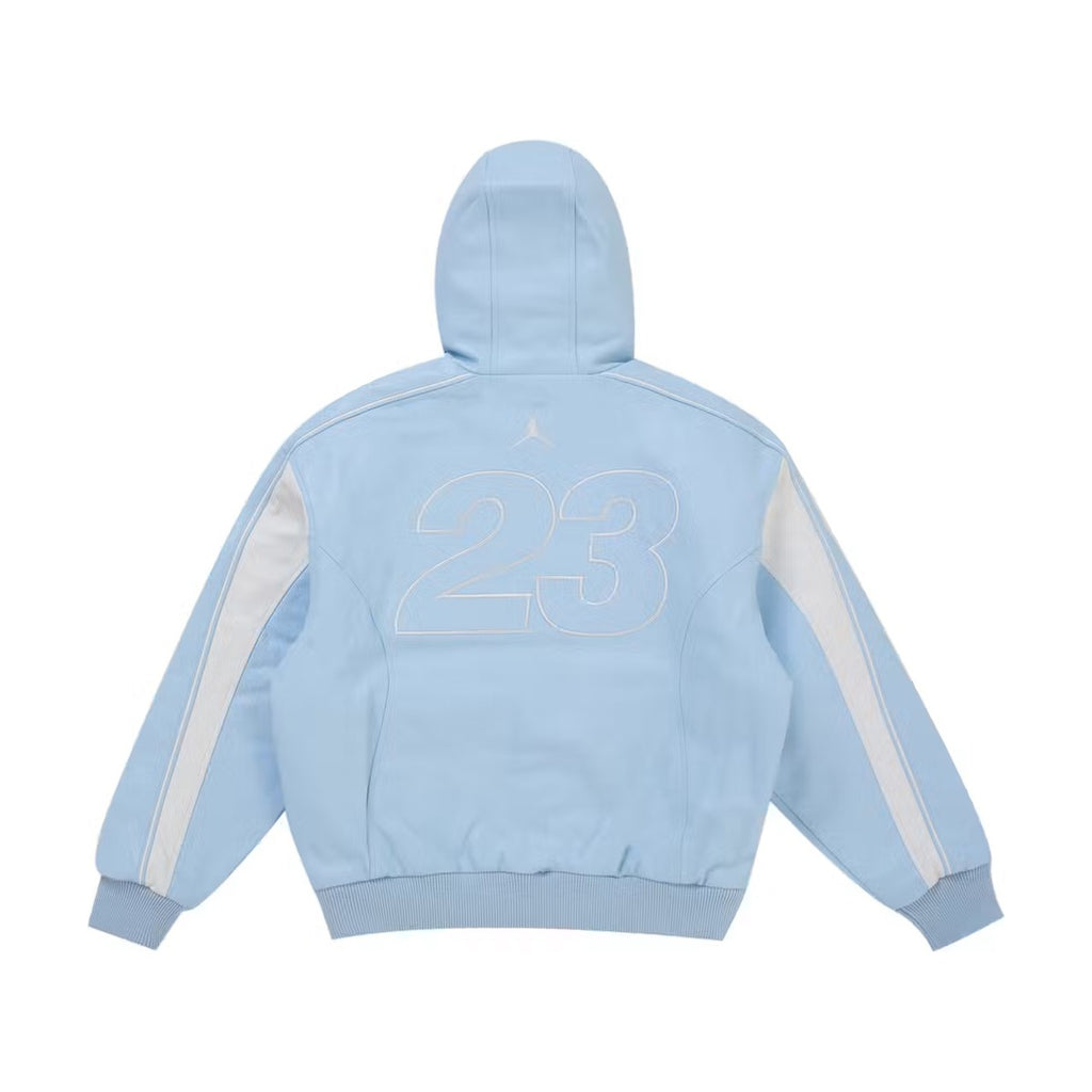 Veste en cuir à capuche Supreme x Jordan – Bleu céleste (PE26)