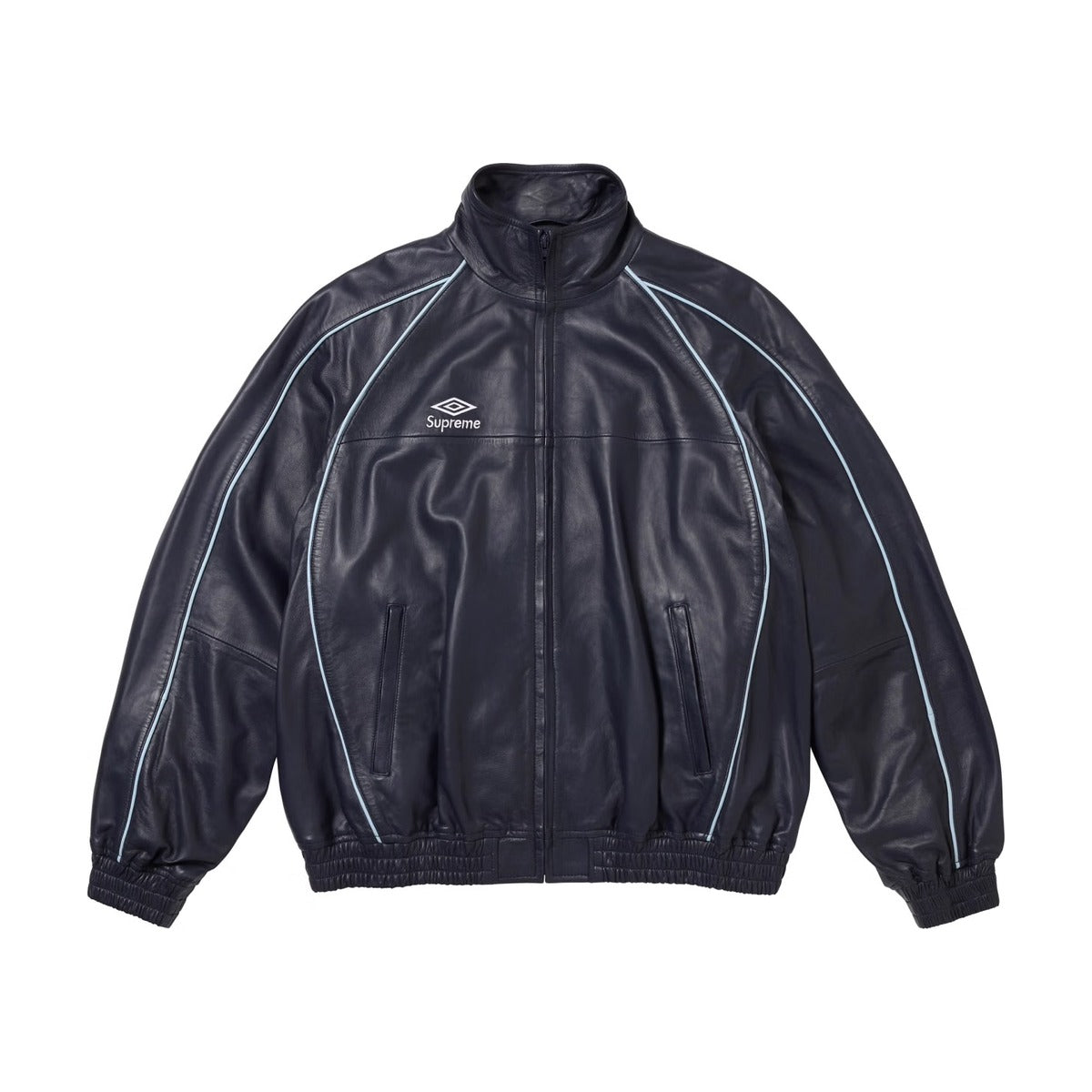 Veste de survêtement en cuir Supreme x Umbro – Bleu marine (AH25)