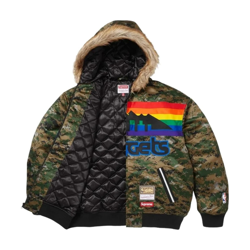 Supreme x Mitchell & Ness Teams Hooded Satin Jacket – Denver Nuggets (SS26)