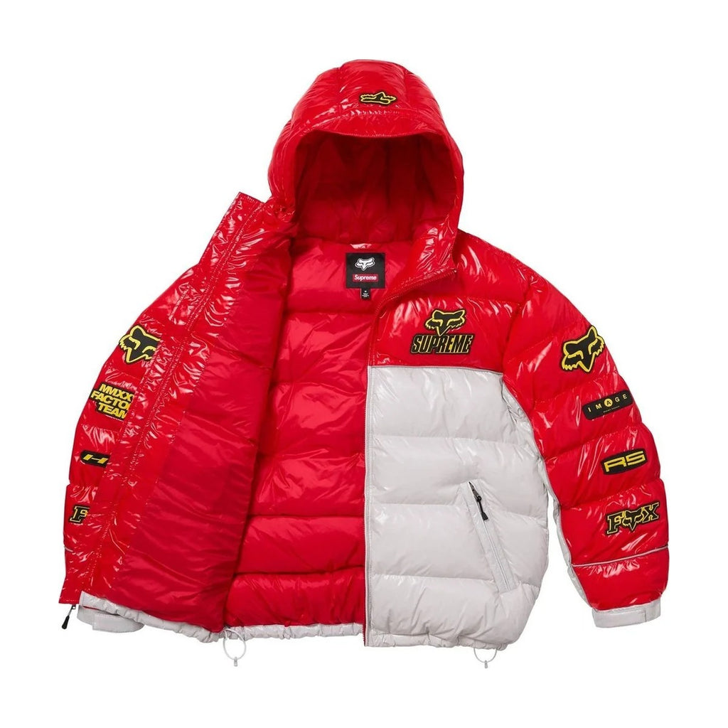 Supreme x Fox Racing Shiny Down Puffer – Red/White (FW25)