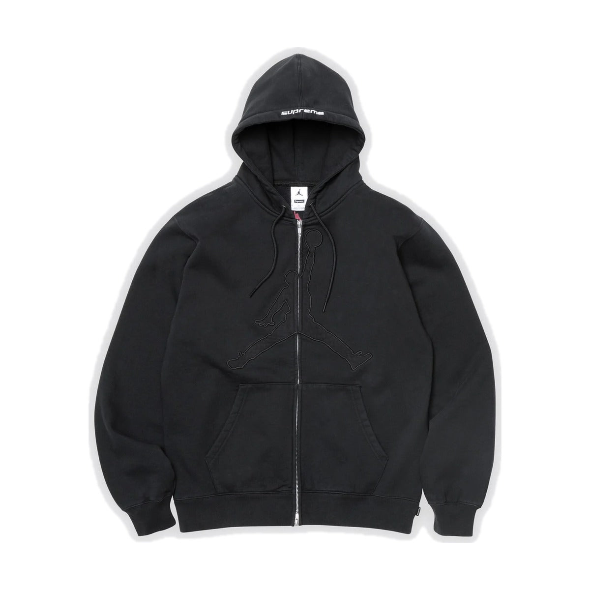 Sweat à capuche zippé Supreme x Jordan – Noir/Rouge universitaire (PE26)