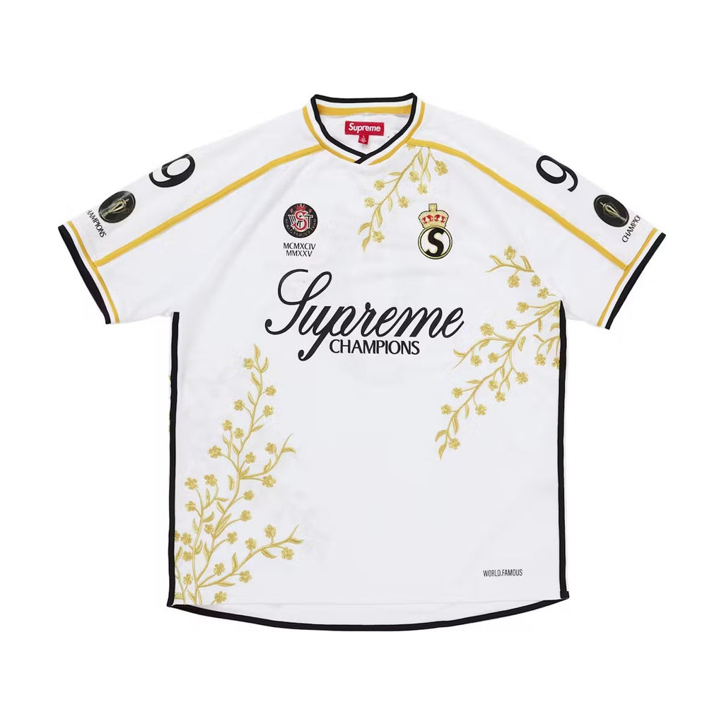 Maillot de football floral Supreme – Blanc (AH25)