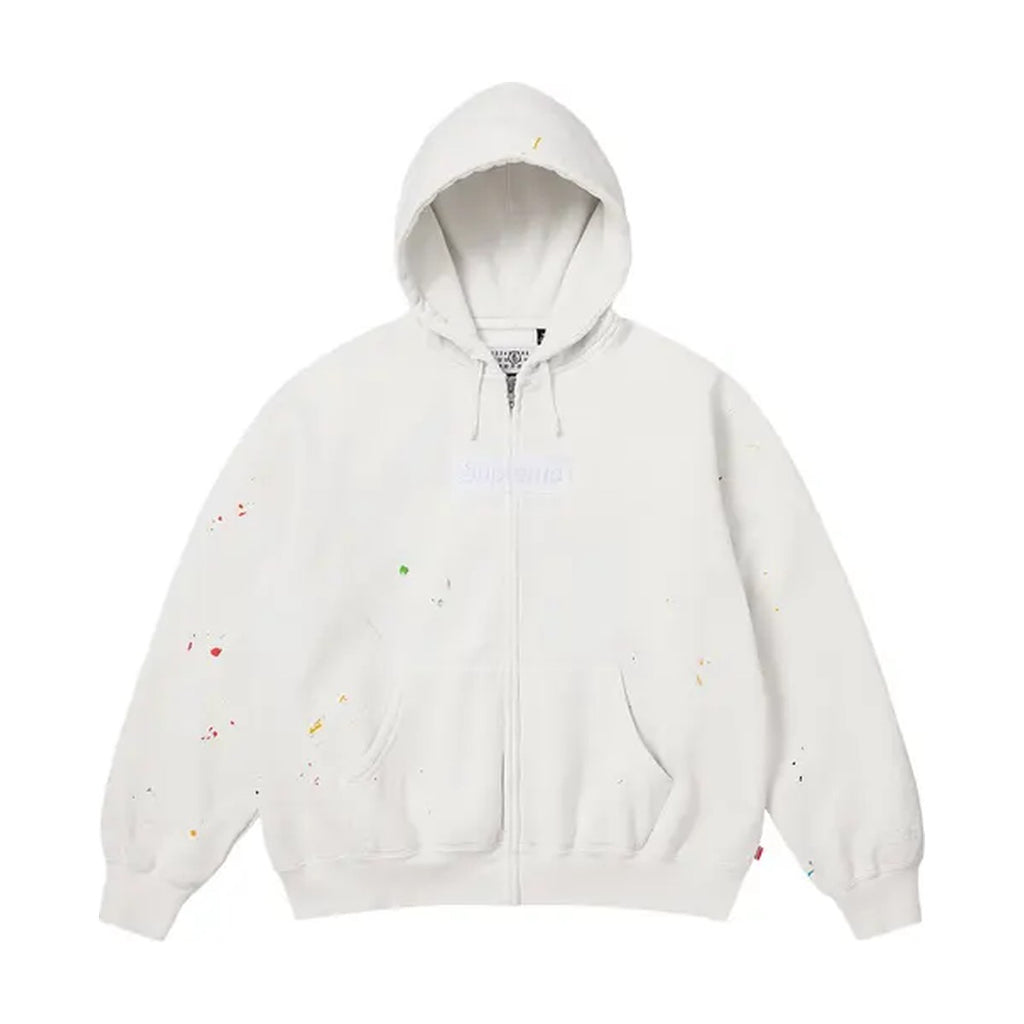 Supreme x MM6 Maison Margiela Box Logo Zip Up Hooded Sweatshirt – White (SS26)