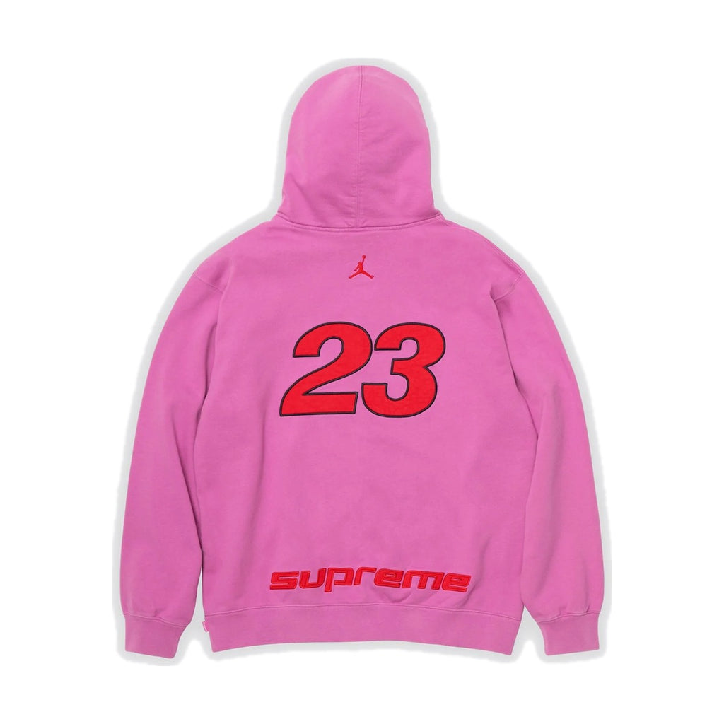 Sweat à capuche zippé Supreme x Jordan – Rose vif/Rouge universitaire (PE26)