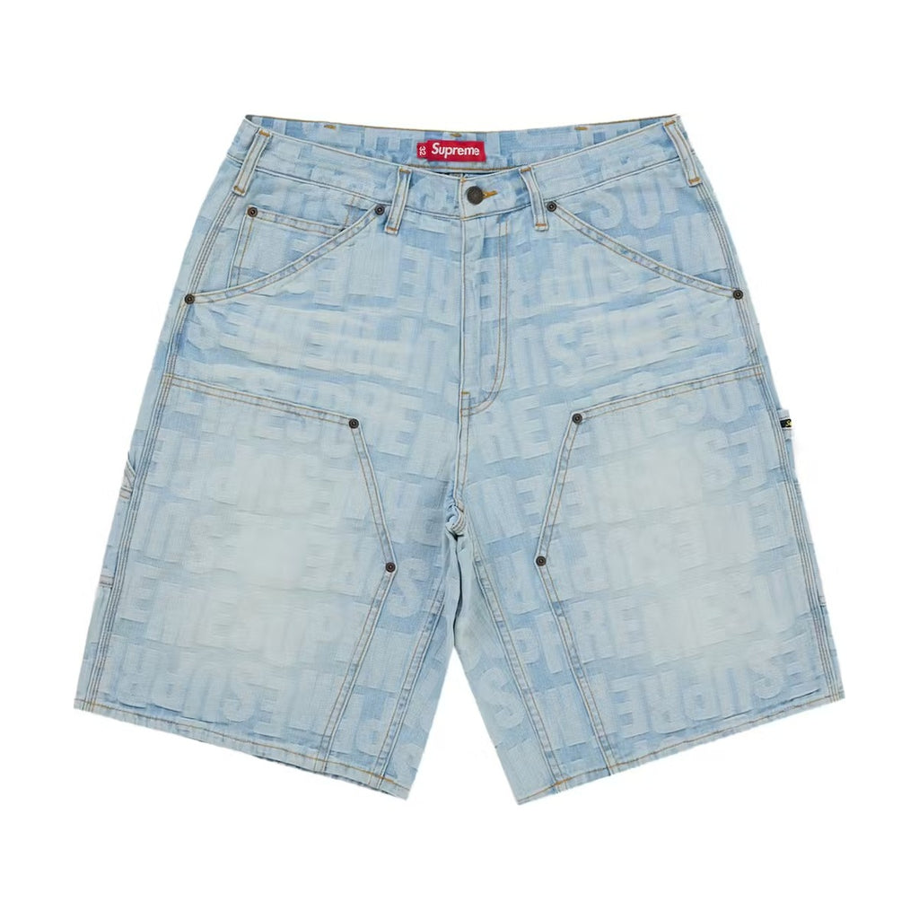 Supreme Repeat Jacquard Double Knee Short – Light Washed Indigo (SS26)