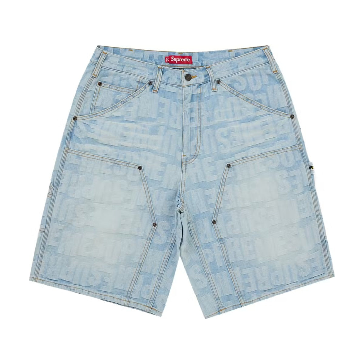 Supreme Repeat Jacquard Double Knee Short – Light Washed Indigo (SS26)