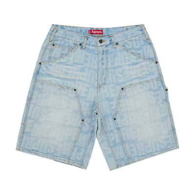 Short Supreme à double genou en jacquard répété – Indigo délavé clair (PE26)