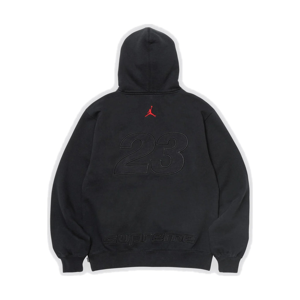 Sweat à capuche zippé Supreme x Jordan – Noir/Rouge universitaire (PE26)