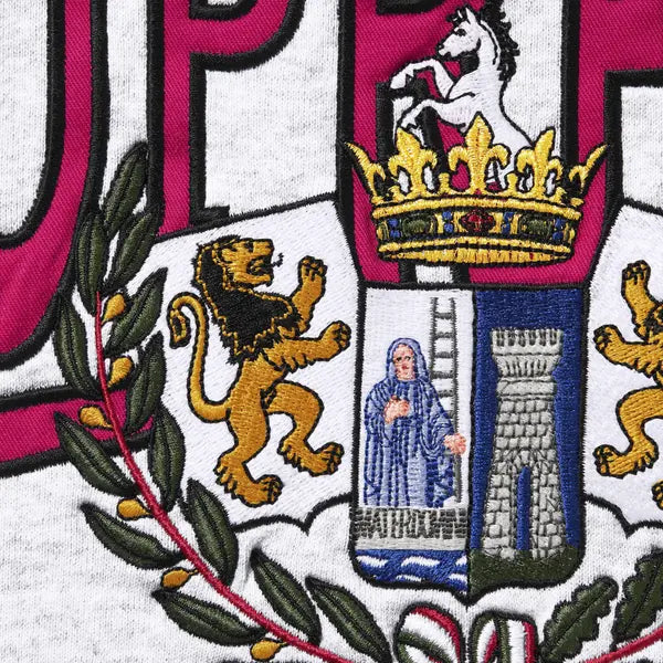 Supreme Crest Appliqué Half Zip Pullover – Ash Grey (FW25)