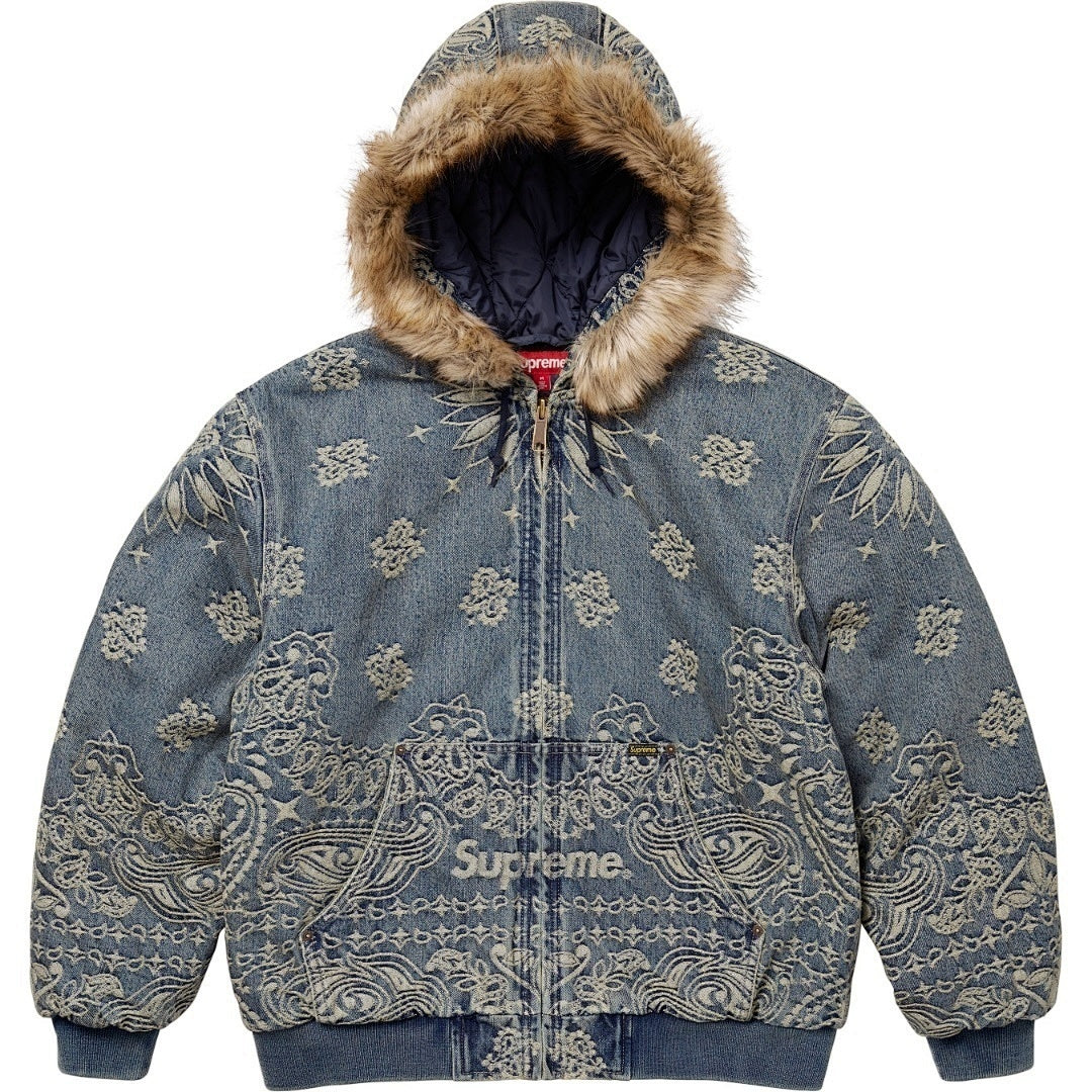 Bandana Jacquard Denim Hooded Work Jacket (SS25)